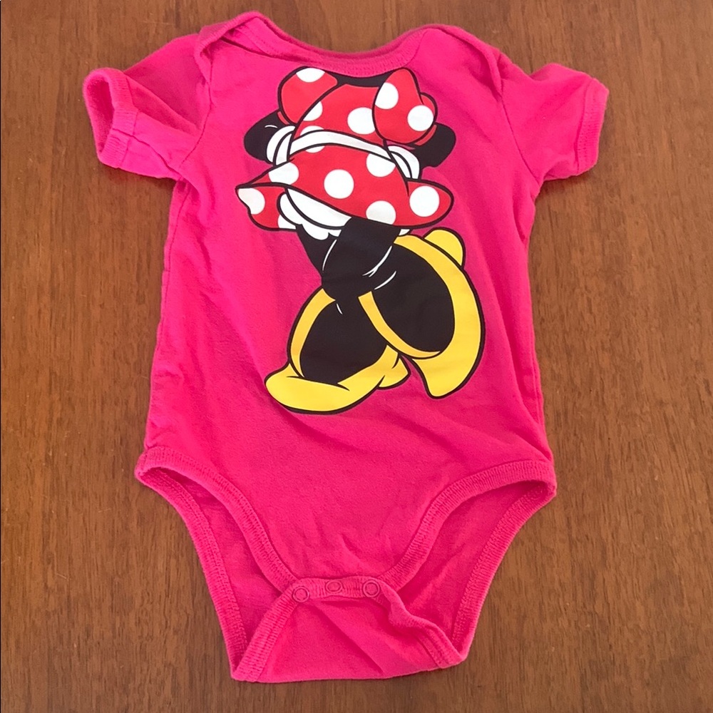 😊FREE😊 Disney Pink and Red Minnie Mouse Bodysuit size 12m